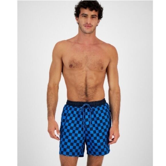 I.N.C. INTERNATIONAL CONCEPTS
INC Men's Zane Checkerboard 5" Swim Trunks, blue - Picture 4 of 7